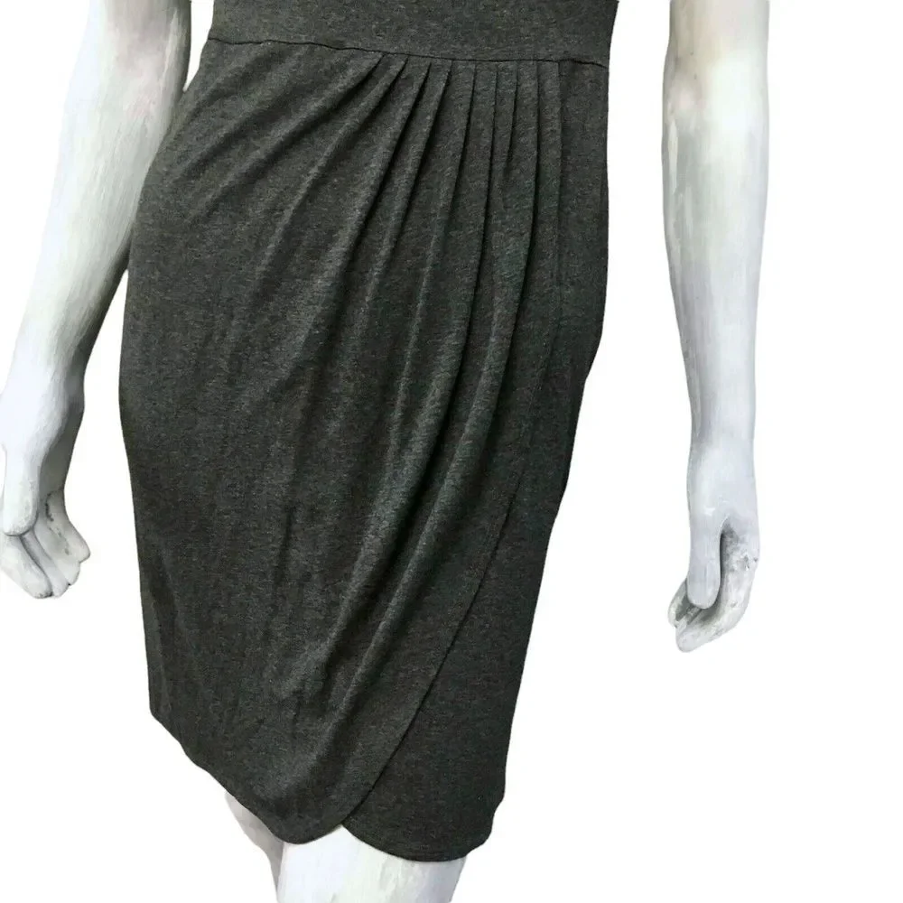 Andrea Behar Boston Proper Womens Dress Gray One-Shoulder Ruched Tulip Mini 4